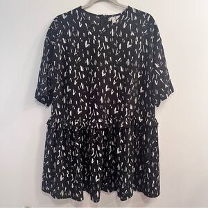 Asos Black & White Shift Dress Knee Length  12